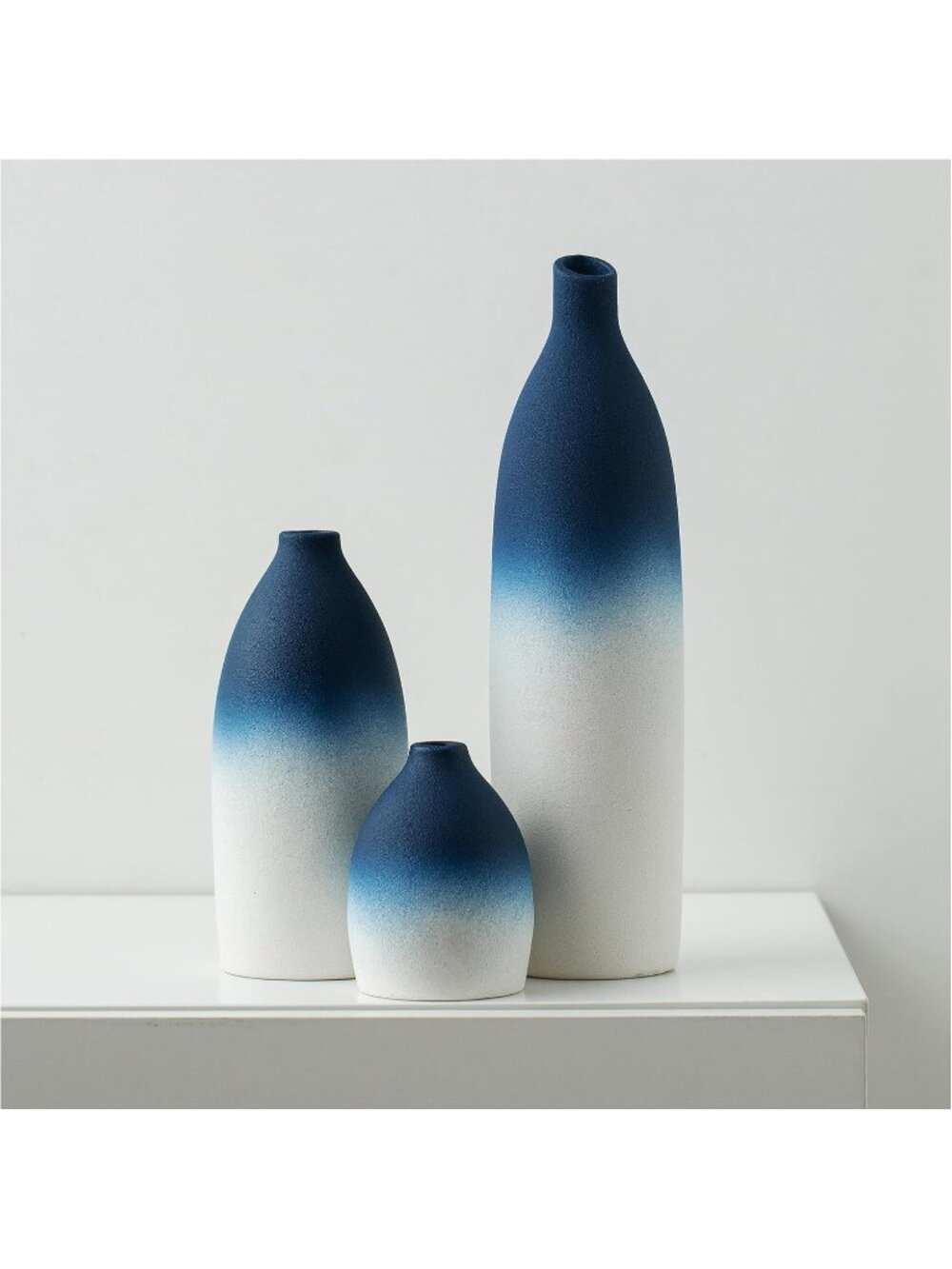 White And Blue Vase Set Island Living Room Office Table Fireplace Shelf Deco